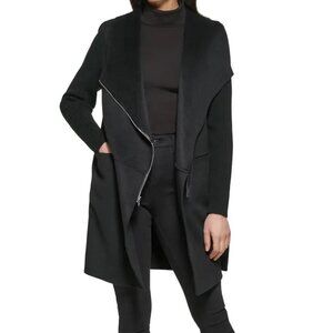 Kenneth Cole New York Double Face Wool Blend Coat in Black